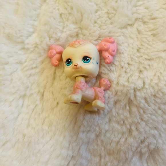 225 Pink And White Poodle With Hair - Gen 1 - Authentic Littlest Pet Shop - Picture 1 of 4